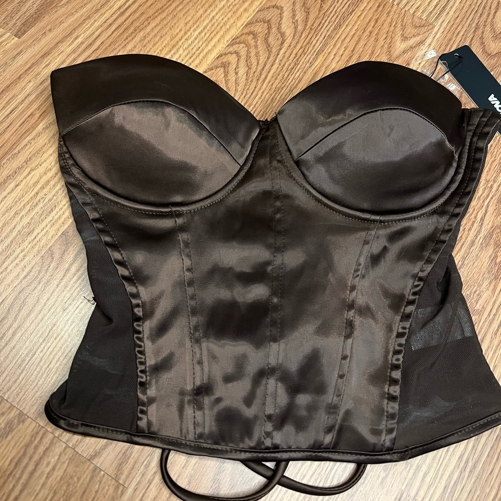 Brown Satin Corset Too
